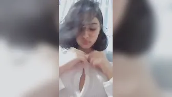 Watching My Gf Slowly Unbutton Her Shirt Revealing Tits