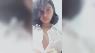 Watching My Gf Slowly Unbutton Her Shirt Revealing Tits