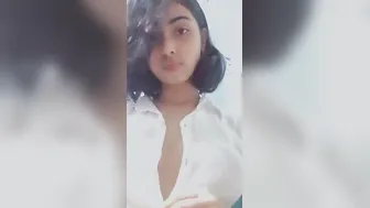 Watching My Gf Slowly Unbutton Her Shirt Revealing Tits