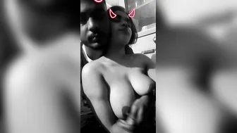 My GF Smoking While Letting Me Squeeze Her Huge Tits