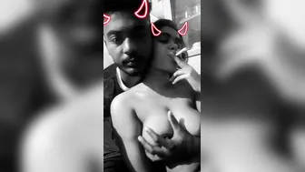 My GF Smoking While Letting Me Squeeze Her Huge Tits