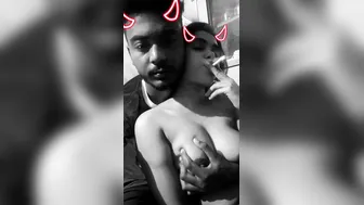 My GF Smoking While Letting Me Squeeze Her Huge Tits