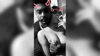 My GF Smoking While Letting Me Squeeze Her Huge Tits