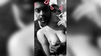 My GF Smoking While Letting Me Squeeze Her Huge Tits