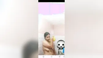 Wife Bathing Naked While I Watch Her On Our Video Call