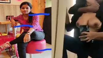 My GF Squeezing Her Big Boobs In Our Hotel Room Tonight