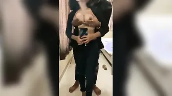 My GF Squeezing Her Big Boobs In Our Hotel Room Tonight