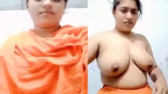 Desi Babe Removing Her Salwar Exposing Massive Boobs Slowly