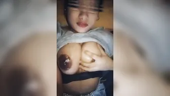Horny Indian Babe Oiling Up Her Huge Boobs And Hairy Pussy Alone