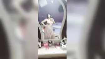 GF Recording Her Huge Tits Topless In Mirror Selfie Vid