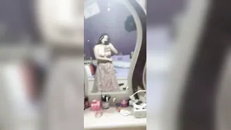 GF Recording Her Huge Tits Topless In Mirror Selfie Vid