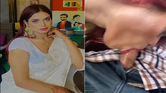 Redhead Desi Babe Blowing Me While Teasing With Her Cleavage