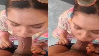 Hot Wife Giving Rooftop Blowjob To Her Man After Work