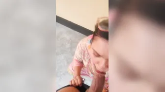 Hot Wife Giving Rooftop Blowjob To Her Man After Work
