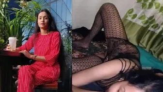 Hot Indian Slut Blowing Me Wearing Stockings At My Place