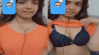 College Babe Teasing Her Cleavage During Video Call Session