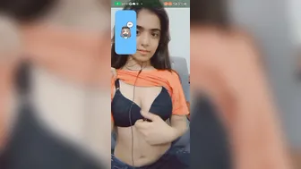 College Babe Teasing Her Cleavage During Video Call Session