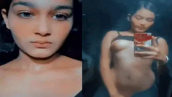 Hot College Babe Recording Herself Naked In Bathroom Mirror