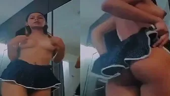 College GF Showing Small Boobs And Sexy Ass On Camera