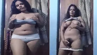 Horny GF Spreading Legs Fingering Hairy Pussy Naked