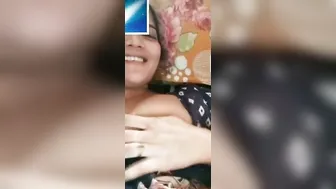 Hot GF Flashing Her Perky Tits On Video Call For Him