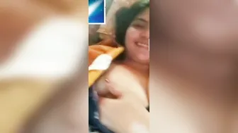 Hot GF Flashing Her Perky Tits On Video Call For Him