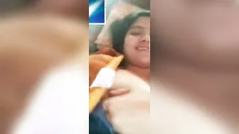 Hot GF Flashing Her Perky Tits On Video Call For Him