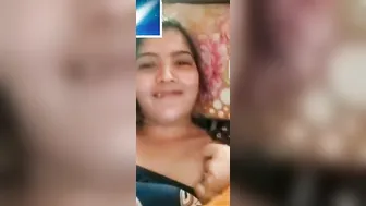 Hot GF Flashing Her Perky Tits On Video Call For Him