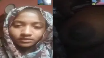 Village Girl Flashing Her Breasts Shyly During Video Chat Call