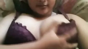 Chubby Babe Flashing Big Natural Boobs For BF On Selfie