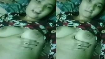 My Hot GF Massaging Her Big Boobs For Me On Video