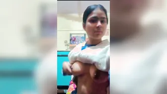 My GF Stripping Topless Showing Me Her Boobs On Call