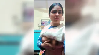 My GF Stripping Topless Showing Me Her Boobs On Call
