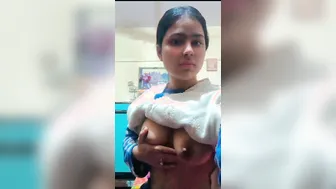 My GF Stripping Topless Showing Me Her Boobs On Call