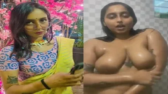 Wet Desi Babe Soaking Herself Naked Under Shower Touching All