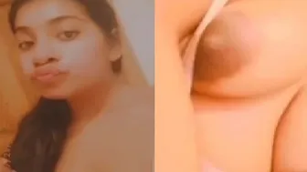 GF Stripping Naked Showing Perfect Tits To Her Lover