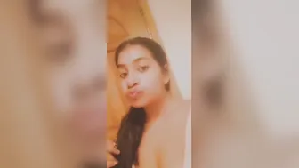 GF Stripping Naked Showing Perfect Tits To Her Lover