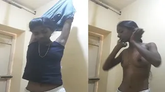 Slim South Indian Gf Teasing Naked Body Before Shower Time