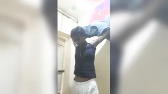 Slim South Indian Gf Teasing Naked Body Before Shower Time