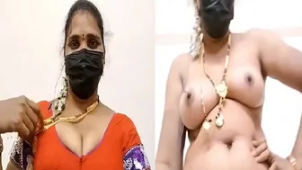 Tamil Aunty Geetha Getting Naked For Her Online Customers