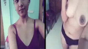 Desi Babe Slowly Peeling Off Her Bra Showing Big Boobs