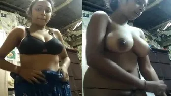 Village Girl Stripping Naked While Changing Dress For Boyfriend