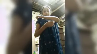 Village Girl Stripping Naked While Changing Dress For Boyfriend