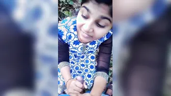 GF Fucking Outdoors After Jerking Cock In Public Area