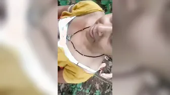 Aunty Sucking Cock Outdoors Before Fucking In Secluded Jungle