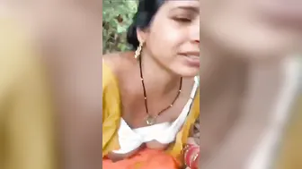Aunty Sucking Cock Outdoors Before Fucking In Secluded Jungle