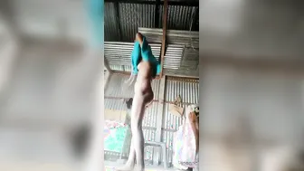 Village Babe Spreading Her Legs Wide And Showing Off Her Naked Pussy