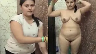 Mature Aunty Undressing Slowly Before Bathing On Camera