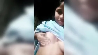 Village Babe Playing With Her Small Tits And Fingering Herself On Camera