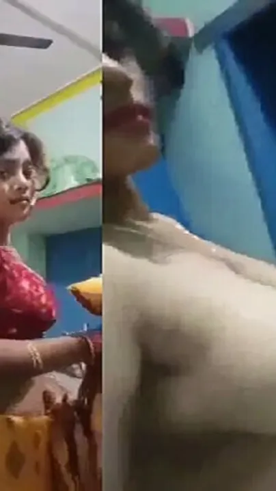 Shy Village Babe Taking Off Saree Revealing Her Huge Boobs